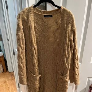 Tan rib-knit cardigan